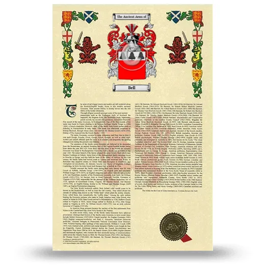 Bell Armorial History with Coat of Arms