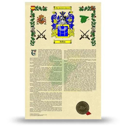 Bellon Armorial History with Coat of Arms