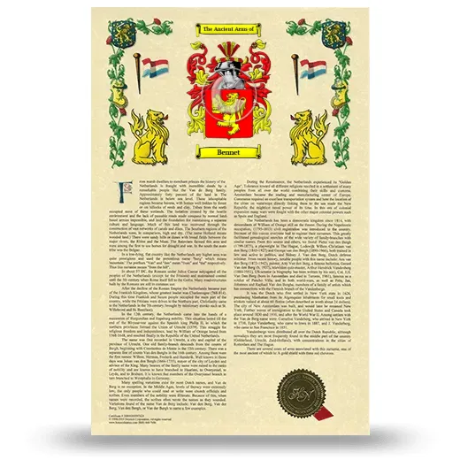Bennet Armorial History with Coat of Arms