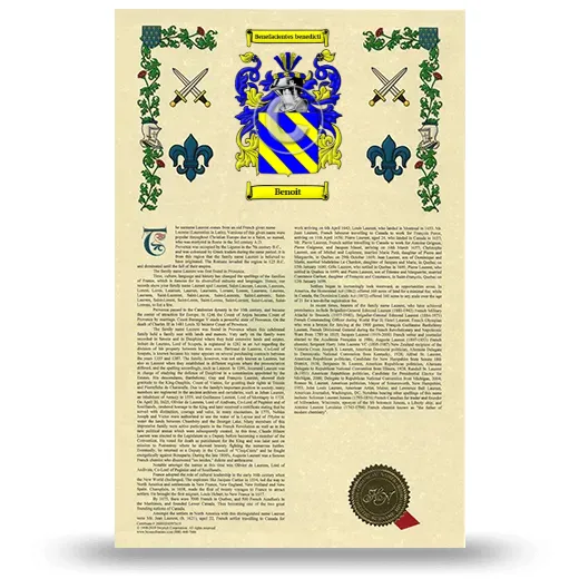 Benoit Armorial History with Coat of Arms