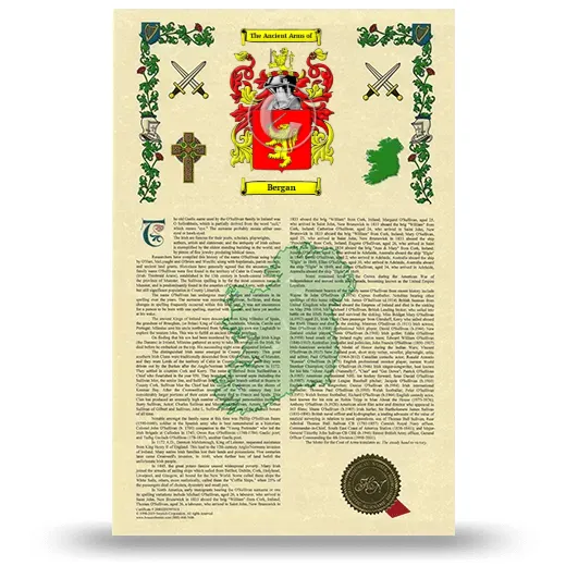 Bergan Armorial History with Coat of Arms