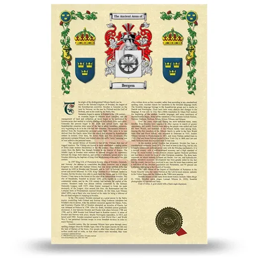 Bergen Armorial History with Coat of Arms