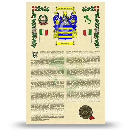 Bernabe Armorial History with Coat of Arms
