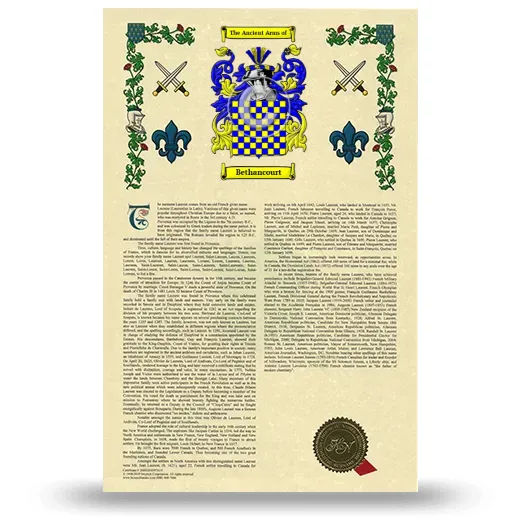 Bethancourt Armorial History with Coat of Arms