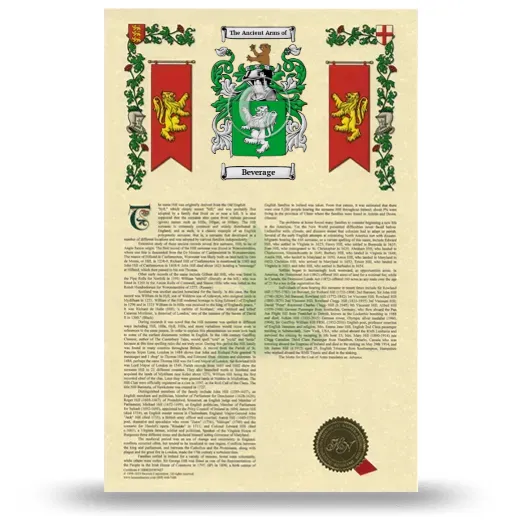 Beverage Armorial History with Coat of Arms