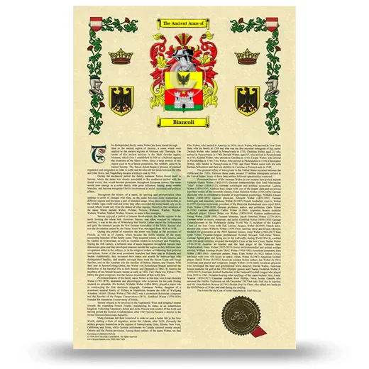 Biancoli Armorial History with Coat of Arms