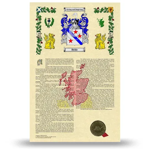 Bickir Armorial History with Coat of Arms