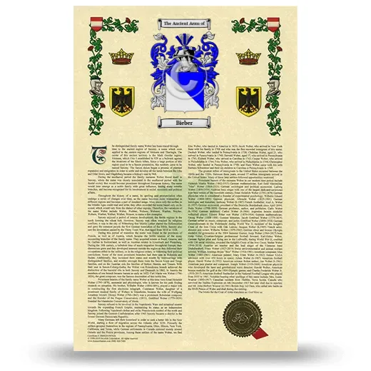 Bieber Armorial History with Coat of Arms
