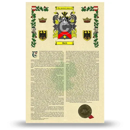 Birch Armorial History with Coat of Arms
