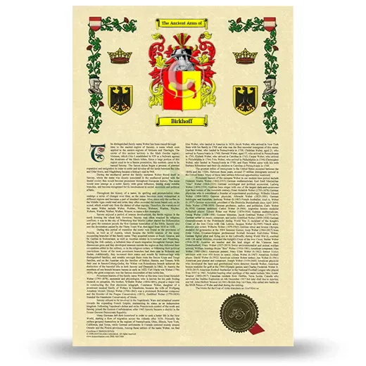 Birkhoff Armorial History with Coat of Arms