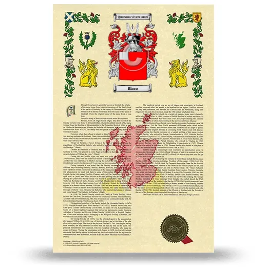 Blaco Armorial History with Coat of Arms