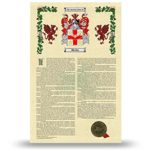 Blevins Armorial History with Coat of Arms