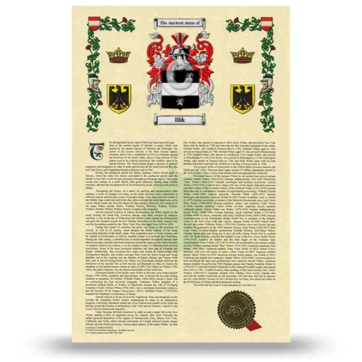 Blik Armorial History with Coat of Arms