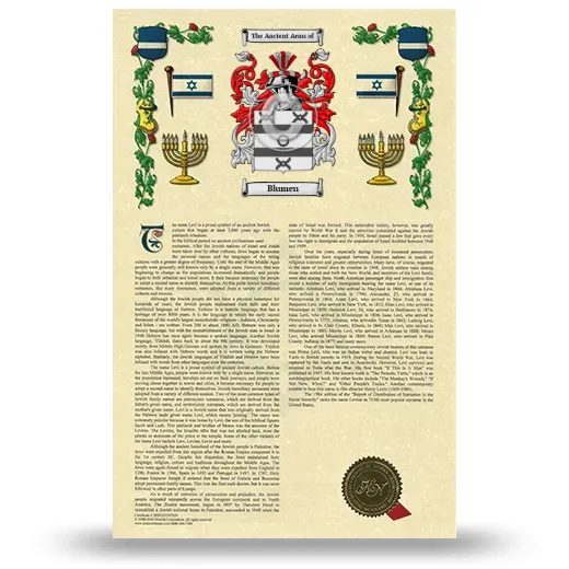 Blumen Armorial History with Coat of Arms