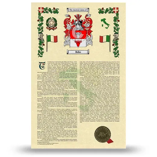 Bobo Armorial History with Coat of Arms