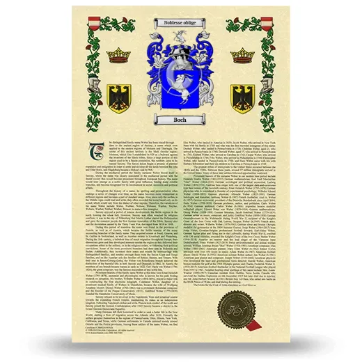 Boch Armorial History with Coat of Arms