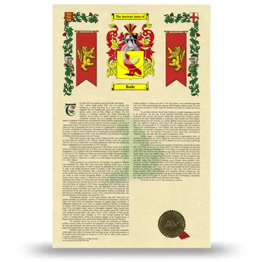 Bode Armorial History with Coat of Arms