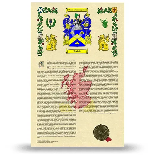Bodels Armorial History with Coat of Arms
