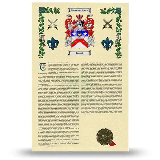 Boibot Armorial History with Coat of Arms