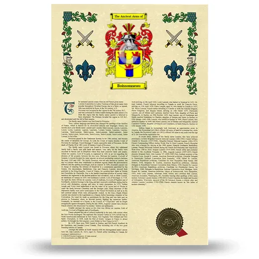 Boissonneau Armorial History with Coat of Arms