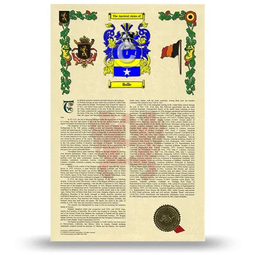Bolle Armorial History with Coat of Arms