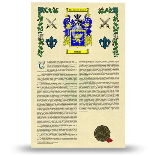 Bonin Armorial History with Coat of Arms