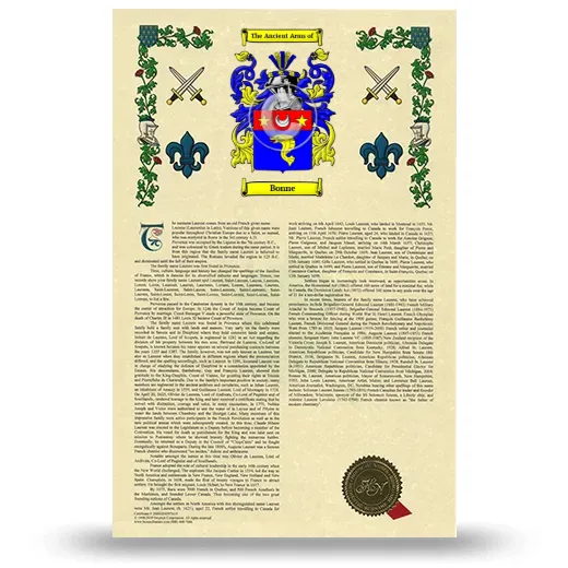 Bonne Armorial History with Coat of Arms
