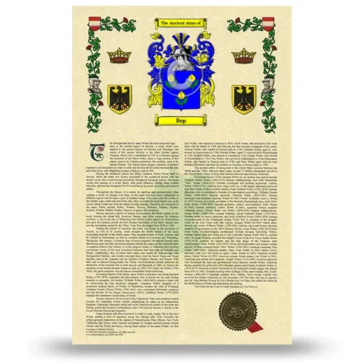 Bop Armorial History with Coat of Arms
