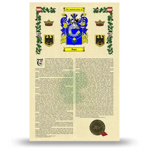 Bope Armorial History with Coat of Arms