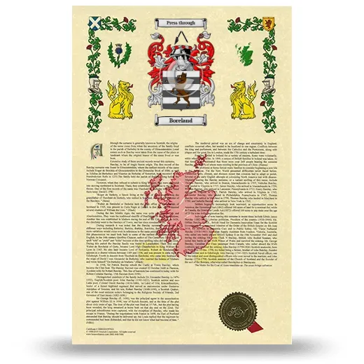 Boreland Armorial History with Coat of Arms