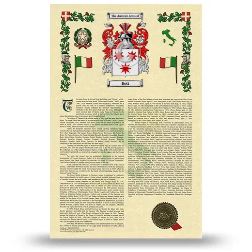 Boti Armorial History with Coat of Arms