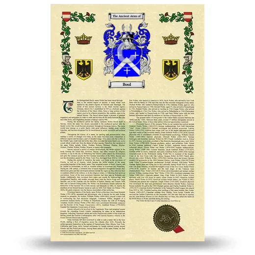 Boul Armorial History with Coat of Arms