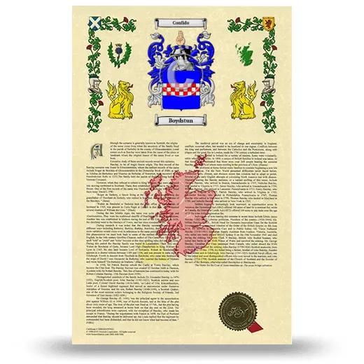 Boydstun Armorial History with Coat of Arms