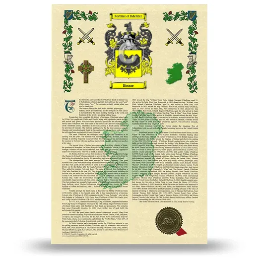 Brone Armorial History with Coat of Arms