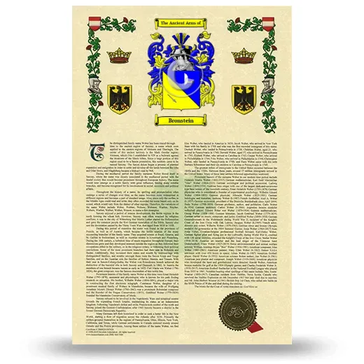 Bronstein Armorial History with Coat of Arms