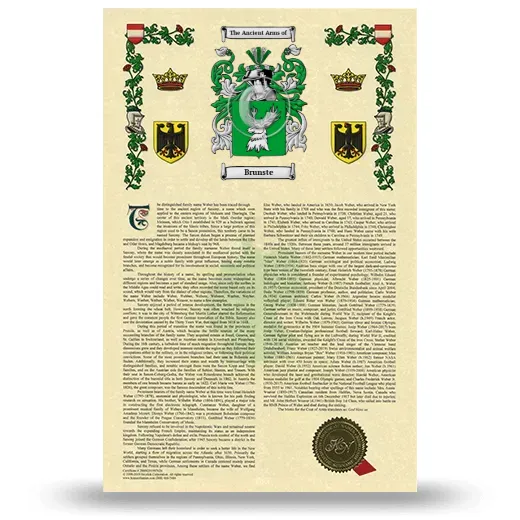 Brunste Armorial History with Coat of Arms