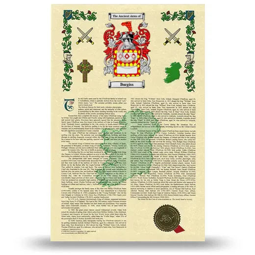 Burgiss Armorial History with Coat of Arms