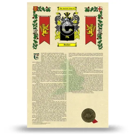 Busher Armorial History with Coat of Arms
