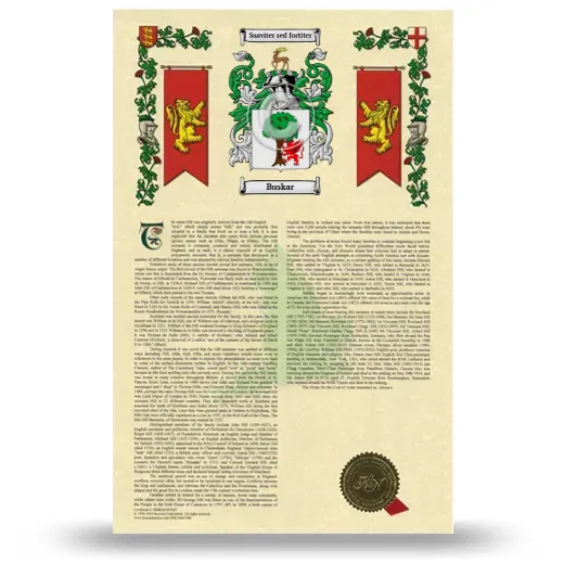 Buskar Armorial History with Coat of Arms