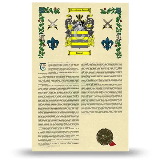 Bussel Armorial History with Coat of Arms