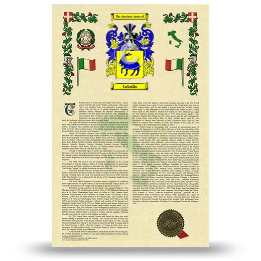 Cabrillo Armorial History with Coat of Arms