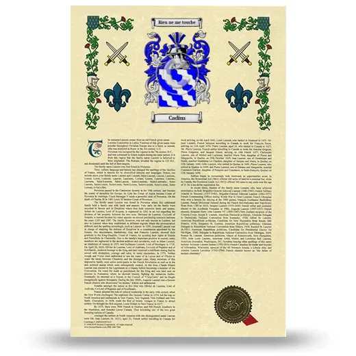 Cadius Armorial History with Coat of Arms