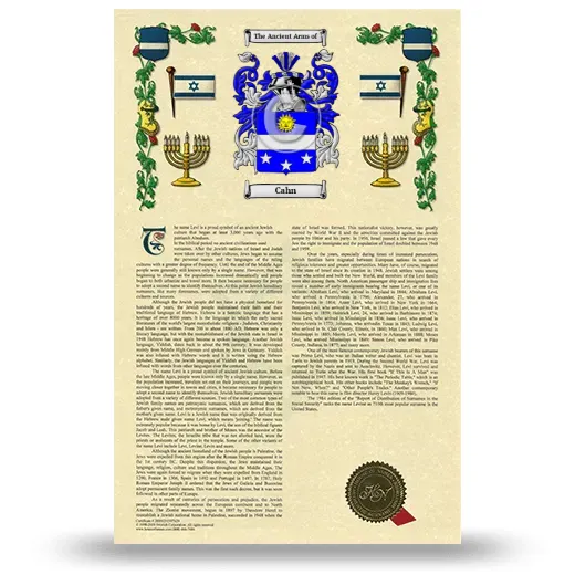 Cahn Armorial History with Coat of Arms