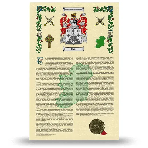 Caig Armorial History with Coat of Arms