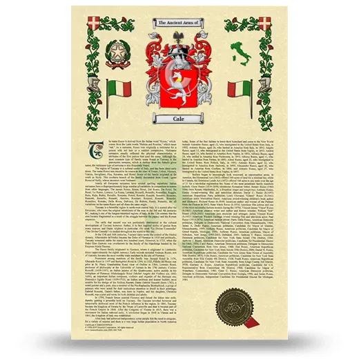 Cale Armorial History with Coat of Arms