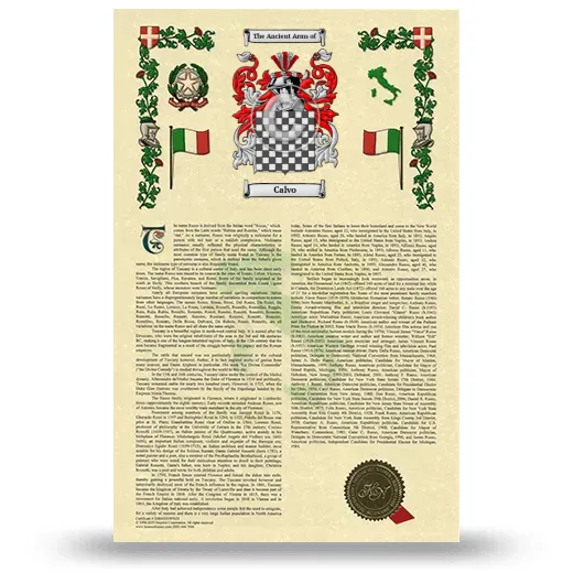Calvo Armorial History with Coat of Arms
