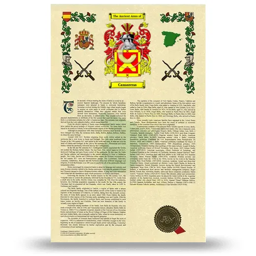 Camarena Armorial History with Coat of Arms