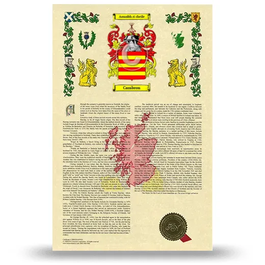 Cambron Armorial History with Coat of Arms