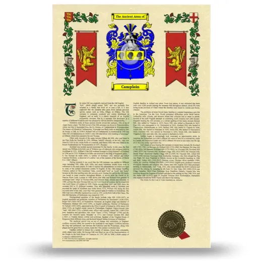 Camplain Armorial History with Coat of Arms