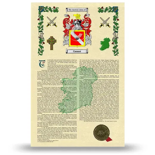 Canant Armorial History with Coat of Arms
